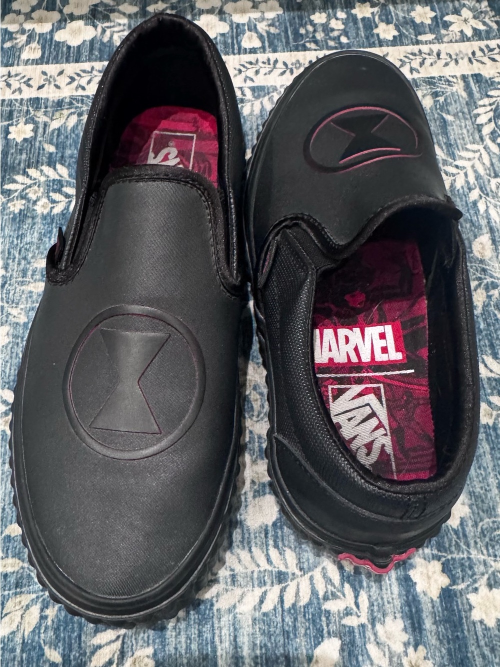 Black Slip-On Vans Sneakers with Marvel Accent